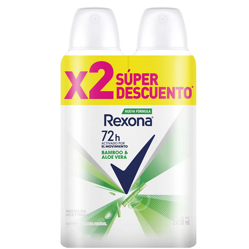 REXONA D.Aer*150ml Bamb Aloe*2Und Cj*6