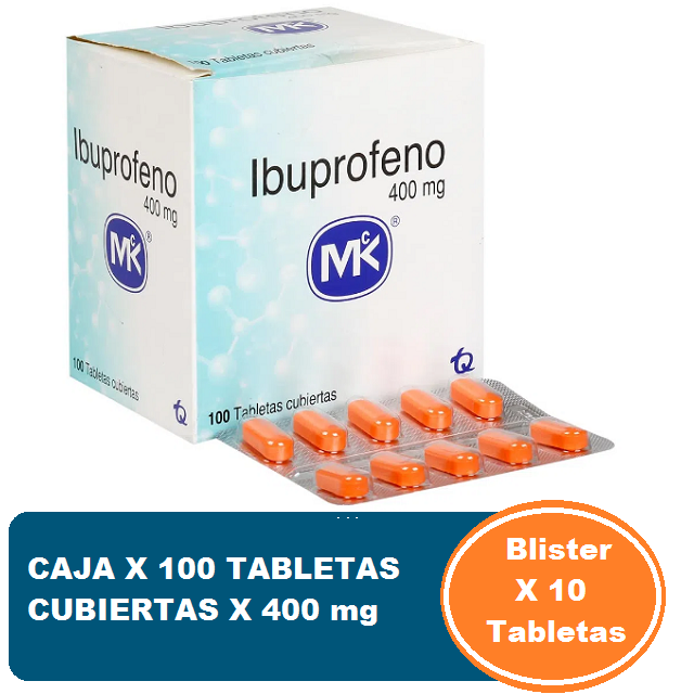 MK Ibuprofeno*400mg*10tab Cj*100 Tab