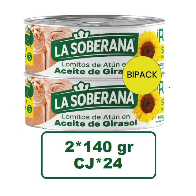 La Soberana Atún A.C Girasol Bipack*140g Cj*24