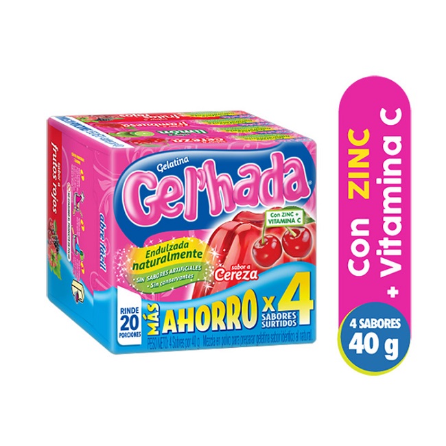 Gel`hada Gelatina Surt*4 sobres*40g Cj*24