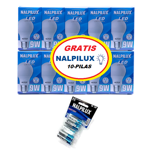 Nalpilux Lamp Led 10 U*9W Gts 9 Pilas AA cj*20